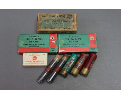 *  Two Pneumatic Cartridge Company cut out cartridges, together with Kynoch 32 blanks, 380 long cartridges.  SHOTGUN CERTIFIC