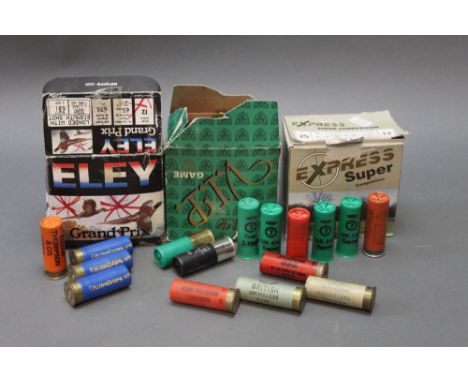 Eighty five 12 bore shotgun cartridges, paper and plastic cases to include Edwin Thompson of Keswick, Sporting Guns 76 Crossg
