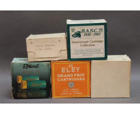 *  Five boxes of shotgun cartridges 12 bore, to include Forestry Commission Pest Control and BASC 75th Anniversary 1908-1983.
