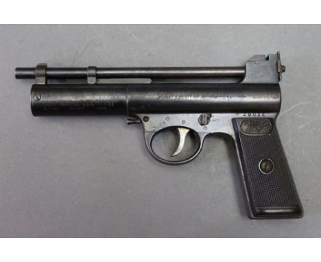 *  Webley Mark 2 target model cal 22 air pistol, circa 1925-1930.  Serial No. 29025.