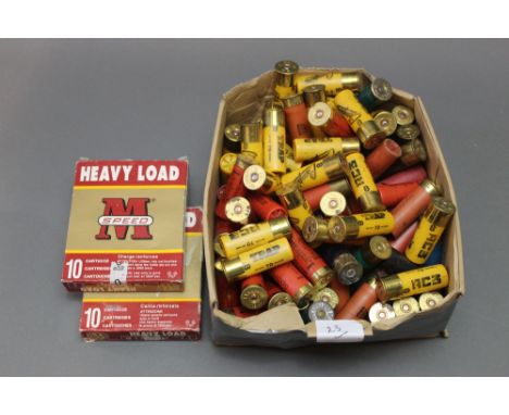 Over one hundred 12 bore shotgun cartridges, various makes, sizes etc.  SHOTGUN CERTIFICATE REQUIRED.   WE CANNOT POST AMMUNI