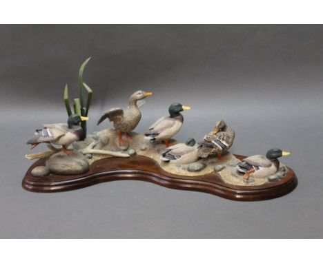 Border Fine Arts, a limited edition figure of mallards by R Roberts 2002, numbered 14/1250, model No. A1872.