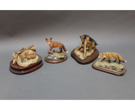 Border Fine Arts, four figures to include "Terrier and Rabbit" by Anne Wall dated '79, a "Fox" by David Watten, a standing fo