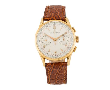 Genor chronograph anni '50. Carica manuale cal. Landeron 48. Cassa in oro 18k, doppio fondello (uno in oro ed uno in ottone),