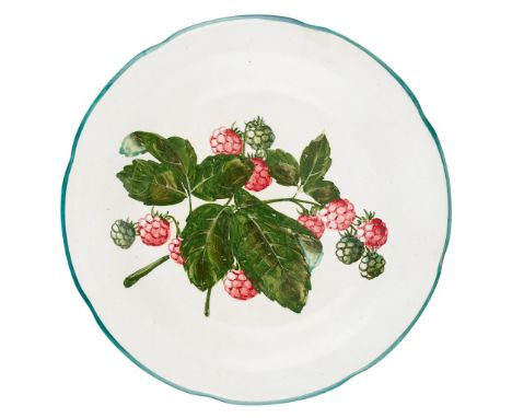 A WEMYSS WARE GORDON DESSERT PLATE  'RASPBERRIES' PATTERN, CIRCA 1900  impressed mark WEMYSS WARE/ R. H. &amp; S., printed re