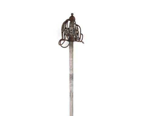 A RARE 1ST ROYAL LANARKSHIRE MILITIA BASKET HILTED SWORD  HENRY WILKINSON, LONDON   the basket hilt of typical form with roun