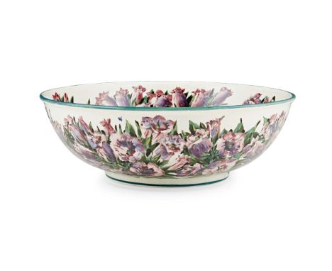 A LARGE WEMYSS WARE BASIN  'CAMPANULA' PATTERN, EARLY 20TH CENTURY   impressed mark WEMYSS (hairlines)  39cm diameter