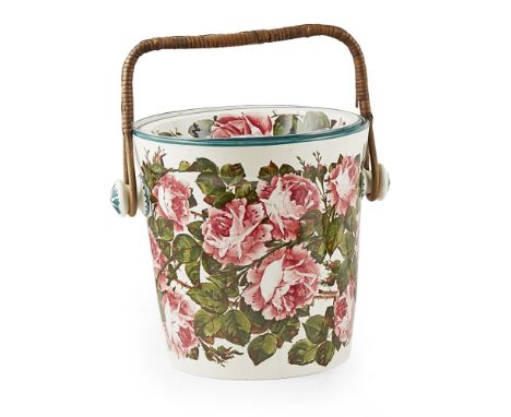 A WEMYSS WARE SLOP PAIL  'CABBAGE ROSES' PATTERN, CIRCA 1900   with attached wicker handle, impressed mark WEMYSS WARE/ R. H.