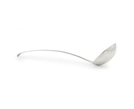 DUNDEE - A SCOTTISH PROVINCIAL SOUP LADLE  WILLIAM SCOTT   marked WS, pot of lilies, WS, M, of feather edged Old English patt