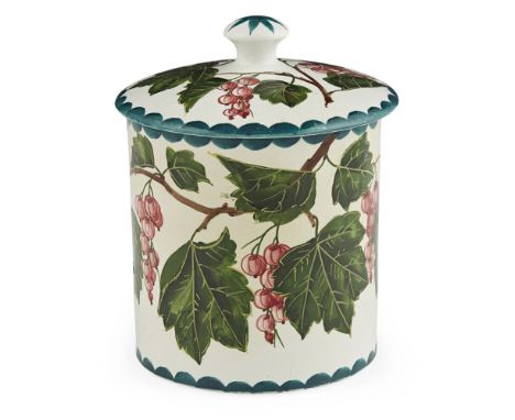 A WEMYSS WARE BISCUIT BARREL AND COVER  'REDCURRANTS PATTERN', CIRCA 1900   impressed mark WEMYSS WARE/ R. H. & S., printed r