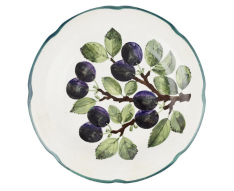 A WEMYSS WARE GORDON DESSERT PLATE  'DAMSONS' PATTERN, CIRCA 1900   impressed mark WEMYSS WARE/ R. H. & S.  20.5cm diameter