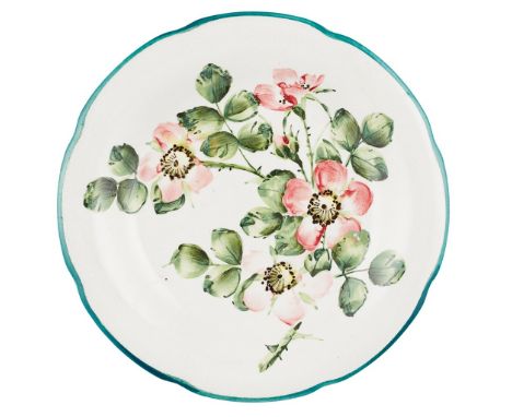 A WEMYSS WARE GORDON DESSERT PLATE  'DOG ROSES' PATTERN, CIRCA 1900  impressed mark WEMYSS WARE/ R. H. &amp; S.  20.5cm diame