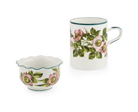 A LARGE WEMYSS WARE MUG  'DOG ROSES' PATTERN, CIRCA 1900   impressed mark WEMYSS WARE/ R. H. & S., printed retailer's mark T.