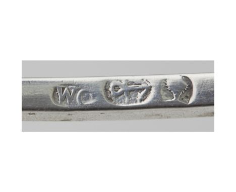 GREENOCK - A SCOTTISH PROVINCIAL TODDY LADLE  WILLIAM CLARKE   marked WC, ANCHOR, oak tree, part twisted stem with ball finia