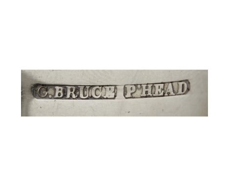 PETERHEAD - A SILVER PLATED SCOTTISH PROVINCIAL CONDIMENT LADLE  C BRUCE   marked C.BRUCE, PHEAD, of Fiddle pattern with roun