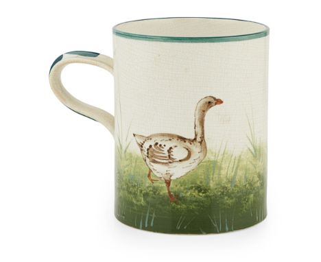 A LARGE WEMYSS WARE MUG  'GEESE' PATTERN, CIRCA 1900   impressed mark WEMYSS WARE/ R. H. & S.  15cm high