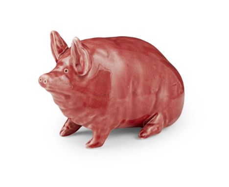 A SMALL WEMYSS WARE PIG  CIRCA 1900   covered in a pink glaze, impressed mark WEMYSS WARE/ R. H. & S. (re-stuck trotter)  16c