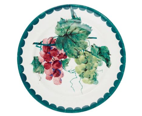 A WEMYSS WARE PLATE  'GRAPES' PATTERN, CIRCA 1900  impressed mark WEMYSS WARE/ R. H. &amp; S.  19cm diameter