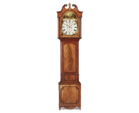 AN EARLY VICTORIAN MAHOGANY CASED LONGCASE CLOCK BY ROBERT WILKIE, CUPAR  CIRCA 1840   the painted dial painted to the arch w