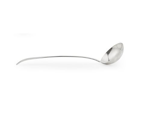 DUNDEE - A SCOTTISH PROVINCIAL SOUP LADLE  EDWARD LIVINGSTONE   marked E.L, pot of lilies, E.L, M, of Celtic Point pattern wi