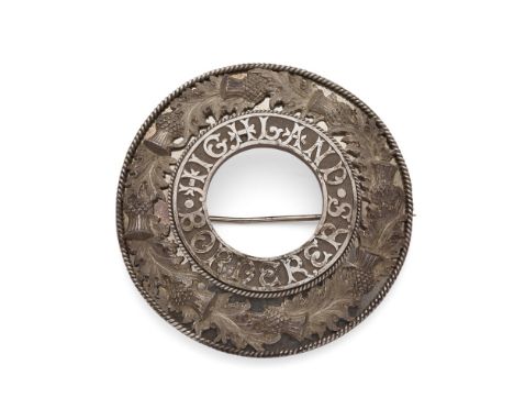 A FINE VICTORIAN PLAID BROOCH  RETAILED BY R & S GARRARD, LONDON   Saul Infeld, London 1871, the large annular brooch with op