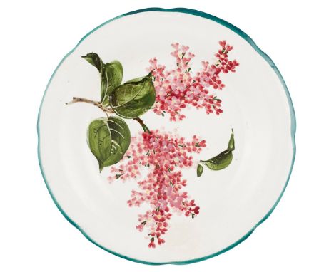 A WEMYSS WARE GORDON DESSERT PLATE  'LILACS' PATTERN, CIRCA 1900  impressed mark WEMYSS WARE R. H. &amp; S  20.5cm diameter
