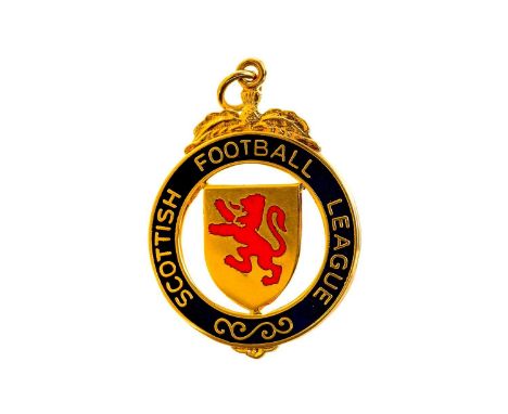 CELTIC F.C., LEAGUE CUP WINNERS GOLD MEDAL, 1997  the obverse with central shield shaped plaque with red enamel lion rampant 