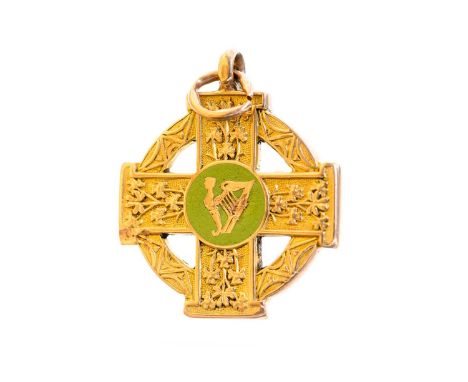 JIM MURPHY OF CELTIC F.C., SCOTTISH ALLIANCE LEAGUE WINNERS GOLD MEDAL, 1921/22  the obverse with enamel Celtic harp motif, w