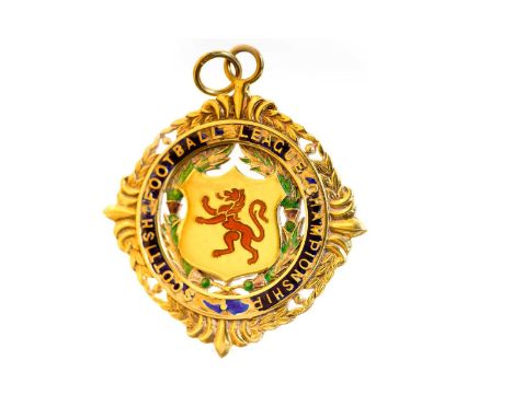 JOHN HUGHES OF CELTIC F.C., FIRST DIVISION WINNERS GOLD MEDAL, 1968/69  the obverse with central shield shaped plaque with re