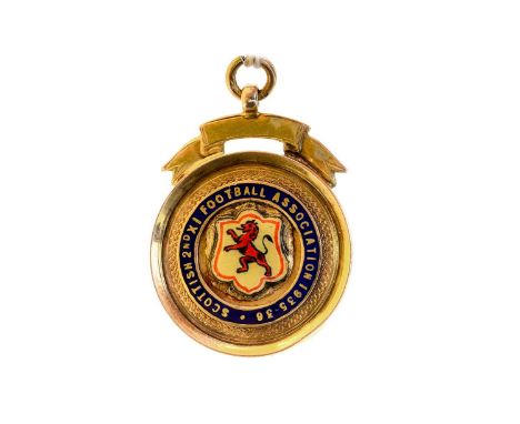 W. QUINN OF CELTIC F.C., SCOTTISH 2ND XI FOOTBALL ASSOCIATION WINNERS GOLD MEDAL, 1935/36  the obverse with enamelled lion ra