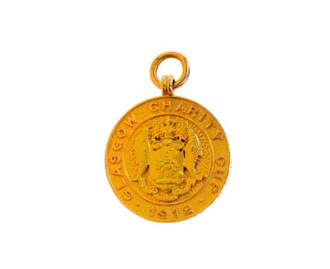 ALEC MCNAIR OF CELTIC F.C., GLASGOW CHARITY CUP WINNERS GOLD MEDAL, 1912  the obverse with central crest bordered by inscript