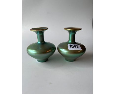 Pair of Zsolnay lustre vases . 3.5 in high