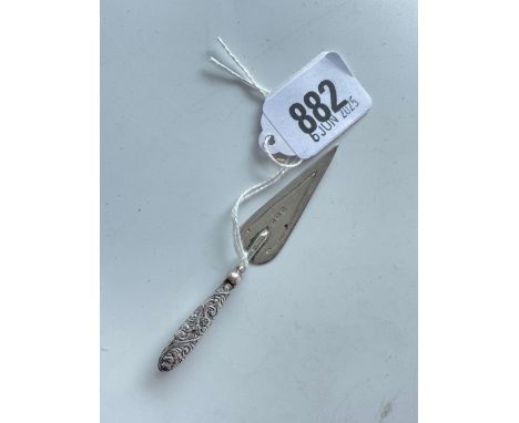 A trowel shaped bookmark with embossed handle, Birmingham 1907