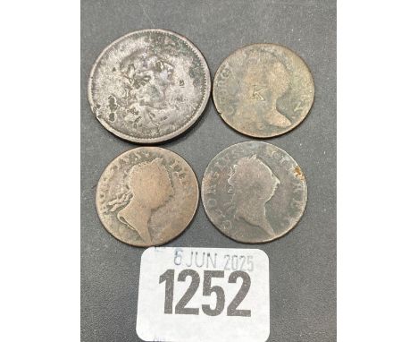 Irish COINS copper Half Penny Ireland George II + III HIBERNIA Harp