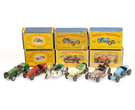 Matchbox Models of Yesteryear, a mixed boxed group of Early Racing cars to include, Y6 Supercharged Bugatti Type 35 in French