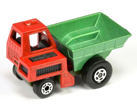 Matchbox Superfast 26c Site Dumper factory pre-production colour trial - red cab with black plastic engine &amp; interior, me