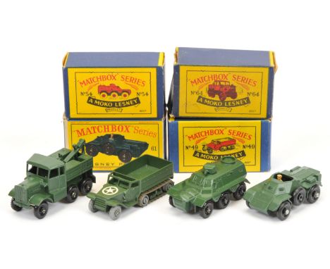Matchbox Regular Wheels group of Military Vehicles (1) 49a US Army Half Track - metal wheels (2) 54a Saracen Personnel Carrie
