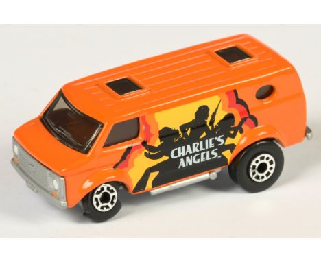 Matchbox Superfast 44d 4x4 Chevy Van pre-production trial model - orange body, clear windows, silver painted China base, 5 ar