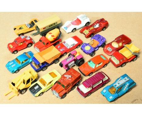 Matchbox Superfast Unboxed Group Of 19 To Include - 16a Badger,&nbsp; 25b Mod Rod Tractor - Pink, yellow seat, 68b Cosmobile 