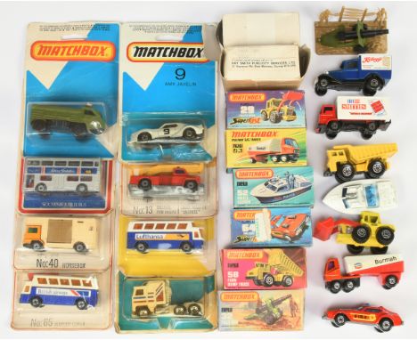 Matchbox Superfast Group Of 16 To Include - 29c Tractor Shovel - yellow including base, red shovel, 63b Freeway Gas Tanker "B