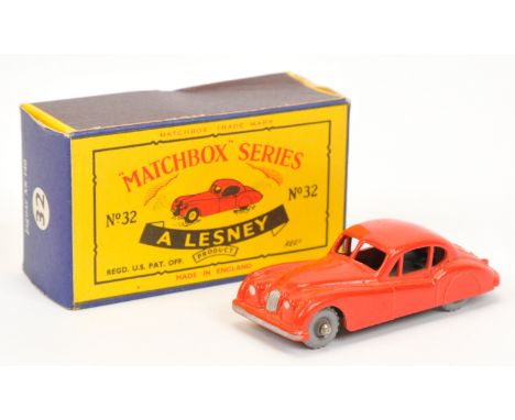 Matchbox Regular Wheels 32a Jaguar XK140 - Stannard Code 6 - bright red body with mask sprayed silver trim, gloss black base,