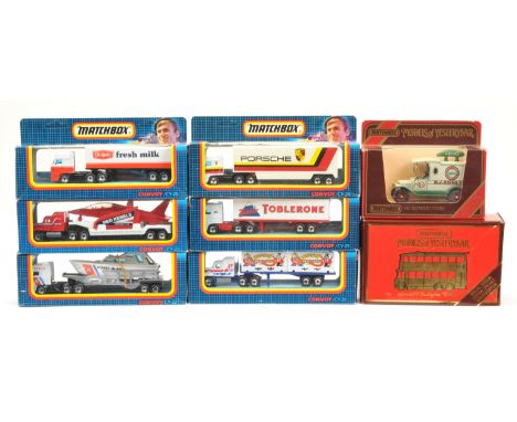 Matchbox&nbsp; Convoy Series Group Of 6 To Include - CY29 Mack "Red Rebels" Aircraft transporter, Cy25 DAF "Toblerone" Truck 