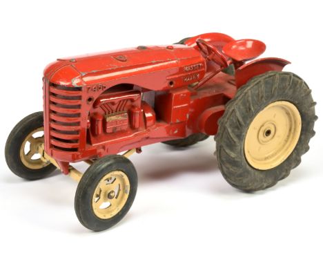 Matchbox&nbsp; Lesney Large Scale Massey Harris Tractor - Red body, gold trim, cream wheels with black tyres - Fair overall (
