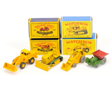 Matchbox Regular Wheels group of Construction Vehicles.(1) 2a Site Dumper with grey plastic wheels - missing driver figure (2
