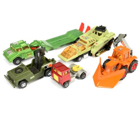 Matchbox Mixed group (1) Super Kings k5 Muir-Hill Tractor - Orange body including Snow Plough, amber windows, chrome engine, 