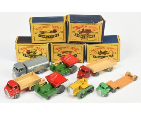 Matchbox Regular Wheels group of models including Construction vehicles, to include 2 x  2a Muir Hill Site Dumper - green bod