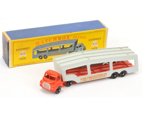 Matchbox Regular Wheels Accessory Pack A2 Bedford Articulated Car Transporter - red tractor unit with mask sprayed silver tri