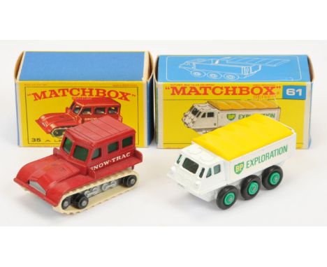 Matchbox Regular Wheels A Pair (1) 35b Snow-Trac - Red body, silver base, black rollers with rubber tracks "Snow-Trac" decals