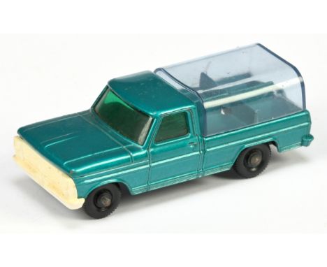 Matchbox Regular Wheels 50c Ford kennel Truck&nbsp; Pre-Production Colour Trail - Metallic Dark Aqua, white plastic front gri