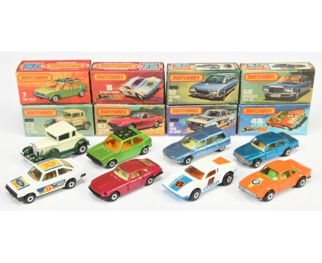 Matchbox Superfast Group Of 8 To include - 7 VW Golf (missing surf boards|), 9 Ford Escort RS2000 - White, 56 Mercedes - Blue